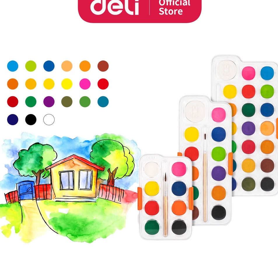 

Produk Terbaru Deli Watercolor Paint Cat Air Padat 81221 Warna Kemasan Kotak Kuas EC18 EC112 EC121