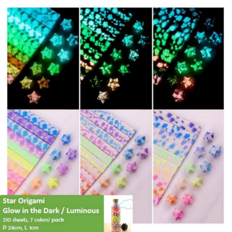 

Paling Terbaru 21lembar Kertas Origami Kertas Bintang Star Paper Origami Paper Quilling Luminous Glown in the Dark