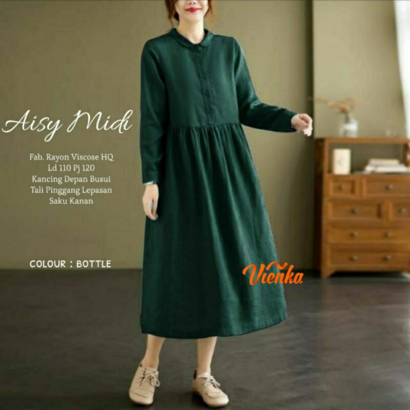 Aisy midi dress rayon polos LD 110 XL