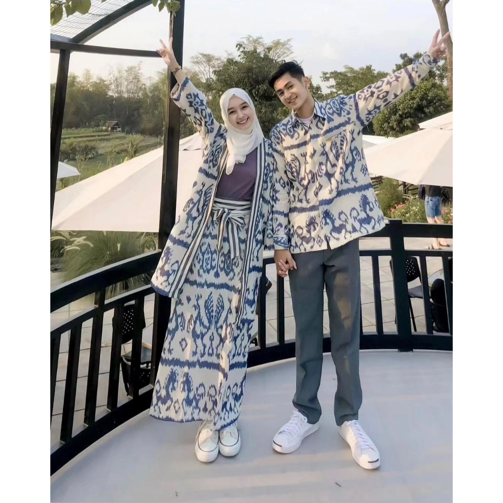 ( READY STOCK ) Couple Tenun Madam Putih - Couple Tenun Kondangan - Setelan Tenun Terbaru