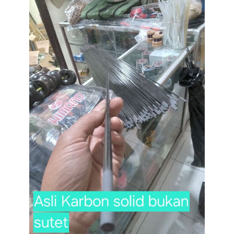 Blank Karbon solid bukan sutet  kaku& semi lentur tidak bolong Carbon bisa tuk ujung tegek joran tim