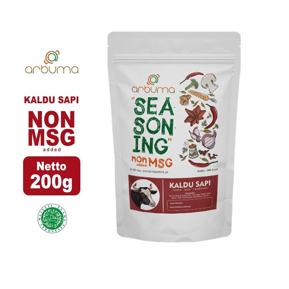 

ARBUMA Seasoning Kaldu Sapi Non MSG 200Gram Halal Bumbu Masak Dapur Bubuk Instan Tabur Premium