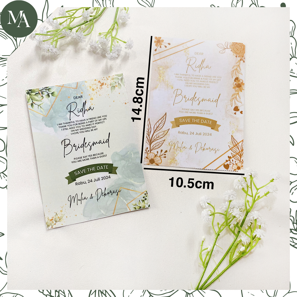 ID BRIDESMAID CARD KARTU UNDANGAN BRIDESPRIDE WEDDING INVITATION AESTHETIC CUSTOM UKURAN A6
