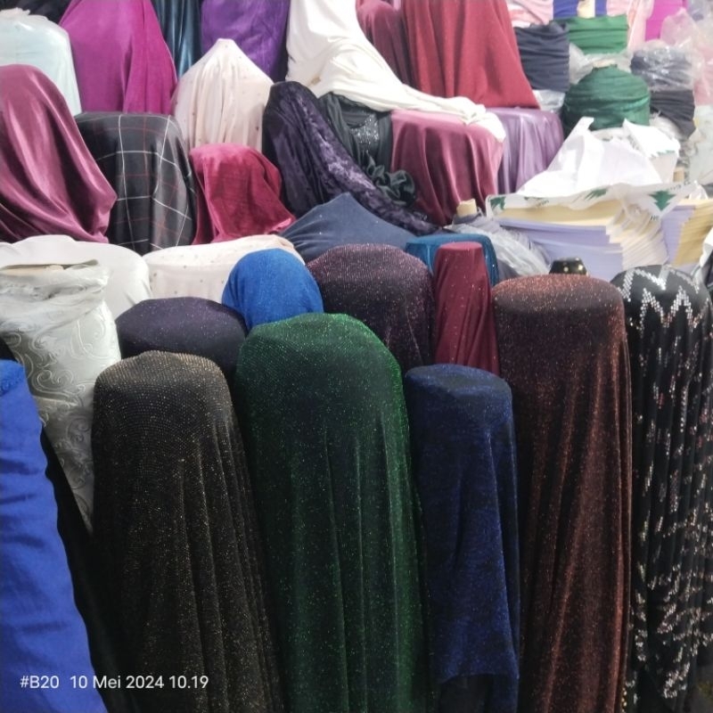 HARGA/0,5 M | KAIN SPANDEK GLITTER - BAHAN SPANDEK PREMIUM - KAIN SPANDEK METALIK - BAHAN SPANDEK
