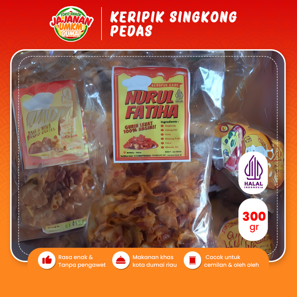 

Keripik Singkong Nurul Fatiha Pedas 300 Gr Cemilan Makanan Ringan Ketela Gurih Renyah