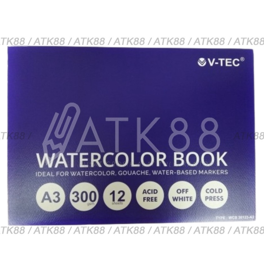 

KODE J36P VTec Watercolor Book A3 3 gsm