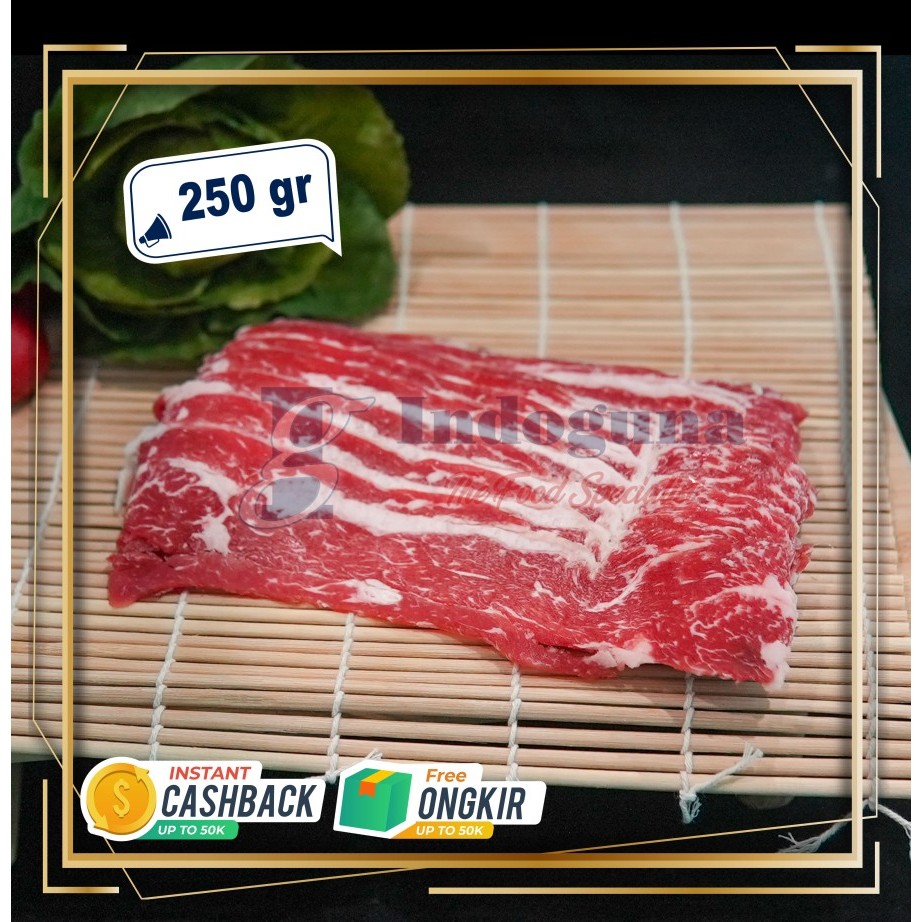 

Japanese Cattle Wagyu Inside Skirt Mb 9+ Cut Shabu 250gr / Daging Sapi Wagyu Inside Skirt Mb 9+ cut Shabu