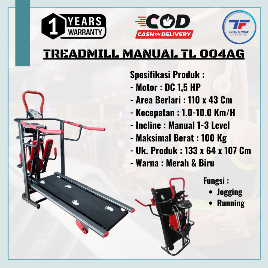 Alat Fitness Treadmill Manual TL 004 - Alat Olahraga Treadmill