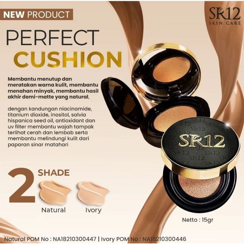 SR12 PERFECT CUSHION NATURAL SR12 IVORY CHUSHION BEDAK CREAM MEWAH REFIL CUSHION