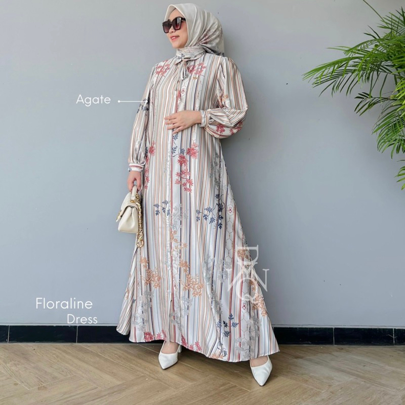 DYN Clothingline X Qisthina Floraline Dress | Dress Exclusive - Gamis Wanita | Fashion Muslim-1