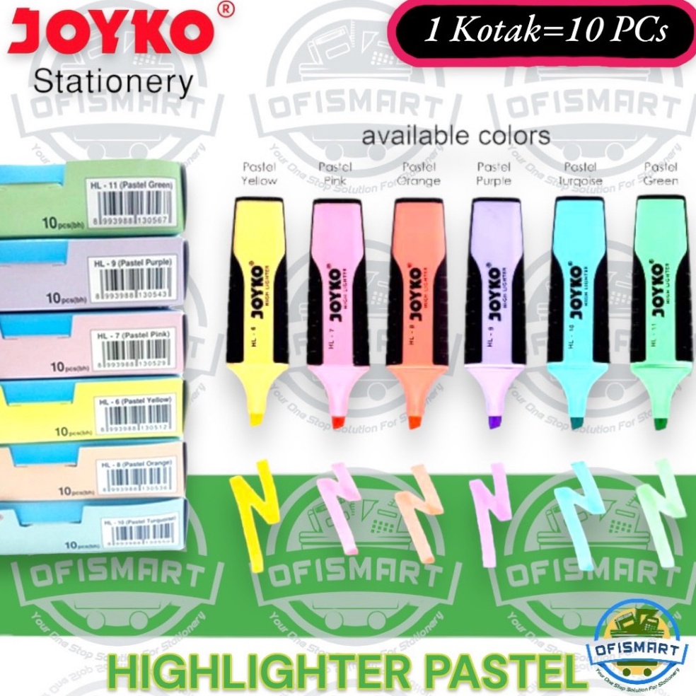 

KODE F65S Joyko Highlighter Penanda Warna Pastel HL 1Ktk1PCs
