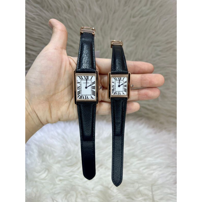 Cartier Tank Solo, Black Rose Japan Quartz Super Quality Leather Strap #cartier