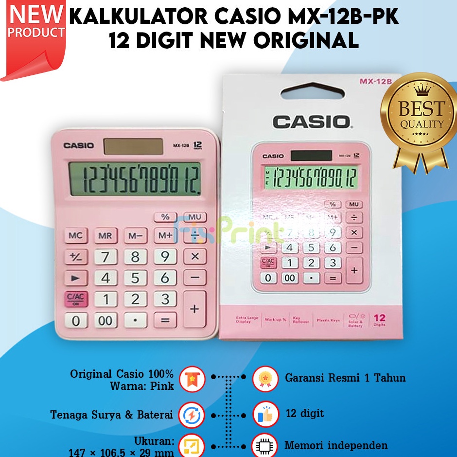 

KODE M15H Kalkulator Casio MX 12B Calculator MX12B Desktop 12 Digit Kalkulator Lucu Pink Biru Muda Putih Hitam