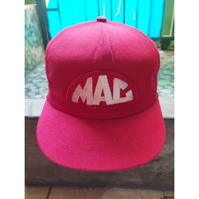 Topi Patch Snapback Merah Mac Swingster Vintage Buatan AS