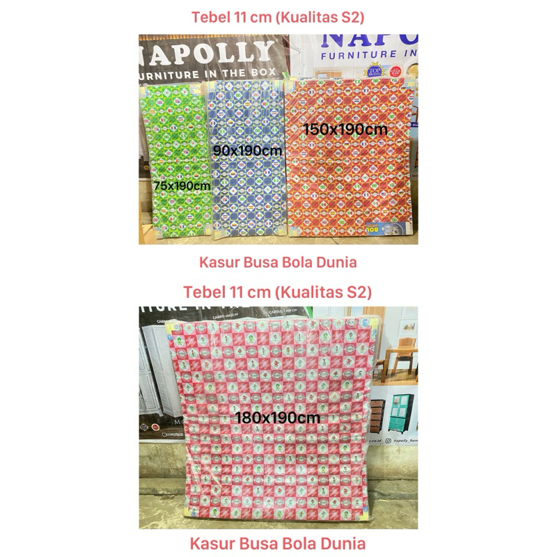 Kasur Bola Dunia Napolly Kualitas Premium S2 Ukuran Berbagai Macam Bisa Custom Harga Termurah Meriah