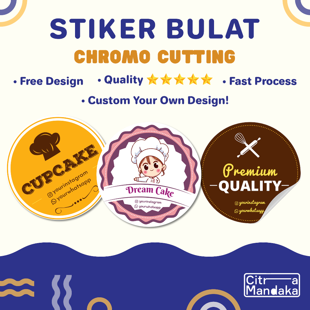 

Stiker Custom Logo Jualan Makanan Chromo | Kromo | Cromo Print Cetak Sticker Label Kemasan Brand Free Design