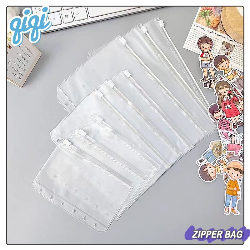 

A6 6-hole Transparent Hand Book Bags/ binder A6/A5 Japanese Hand account Book Loose-leaf Storage Bag Zipper bag Accessories - Qiqi Treasure