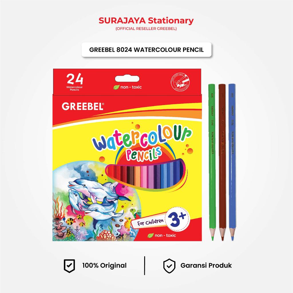 Pensil Warna GREEBEL 24 Warna Water Colour (8024) Coloring Pencil