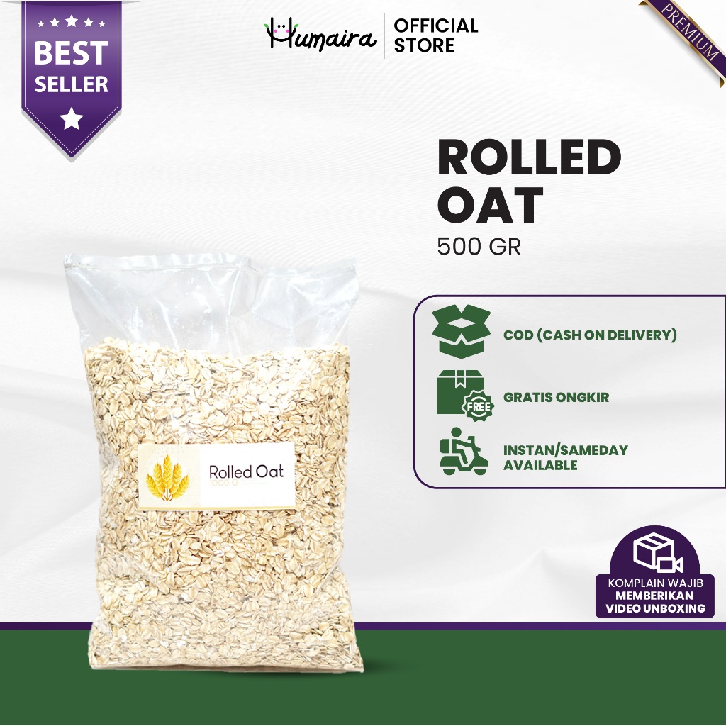 

Rolled Oat 500 gr Oatmeal Sereal Gandum Utuh Original