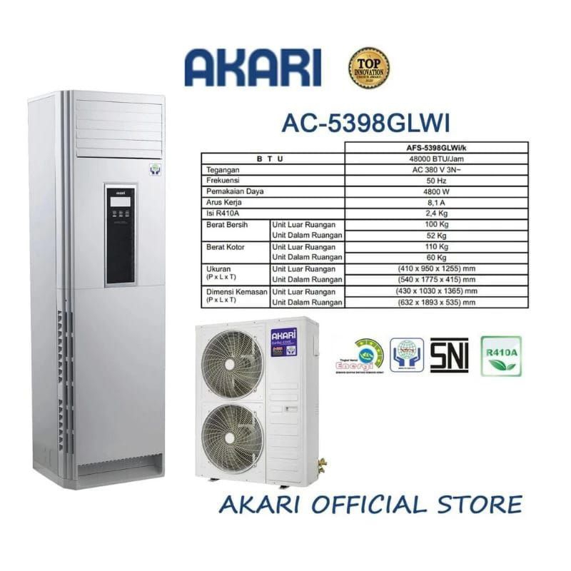 AC Floor Standing 5 PK AKARI AFS-5398GKWI / AC standing AKARI 5 PK