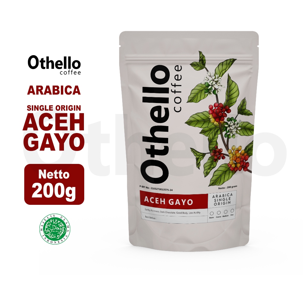 

Othello Coffee Arabica Single Origin Aceh Gayo 200 gram Biji Kopi Arabika Bubuk Asli