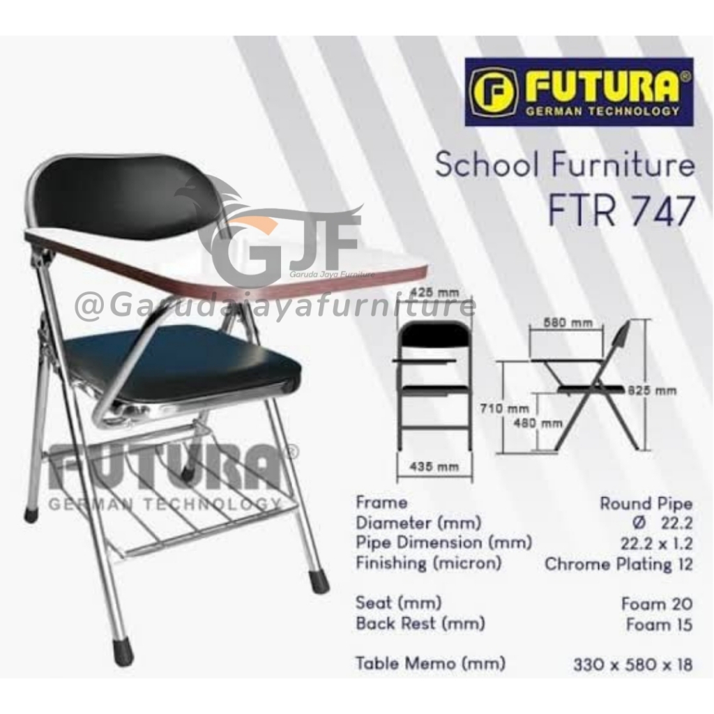 KURSI KULIAH/KURSI LIPAT KAMPUS/KURSI KAMPUS DENGAN MEJA/KURSI KAMPUS CHROME/FUTURA