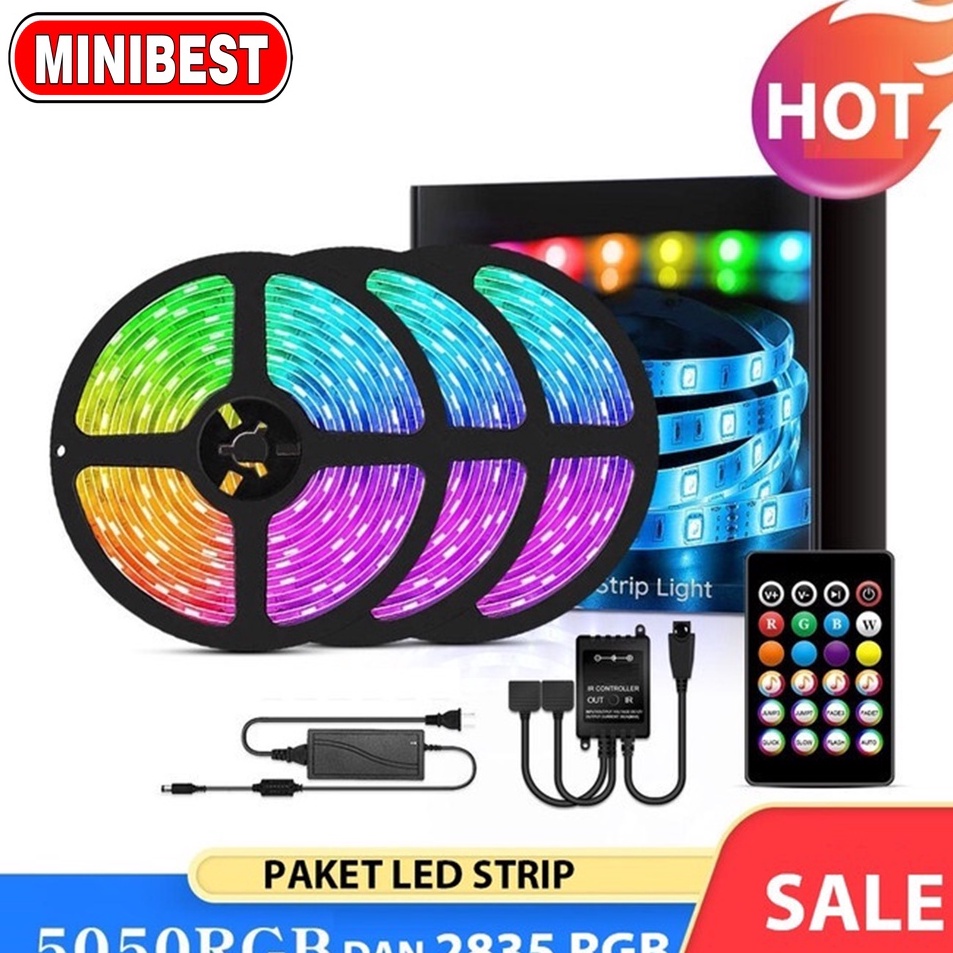 Diskon MB PAKET LAMPU LED STRIP 2835 55 RGB REMOTE LAMPU HIAS WARNA WARNI LAMPU KAMAR AESTHETIC