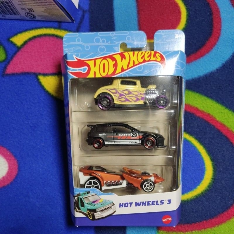 Hot Wheels Gift Pack 3 car l Honda Civic Custom Black l Toyota GR Supra l