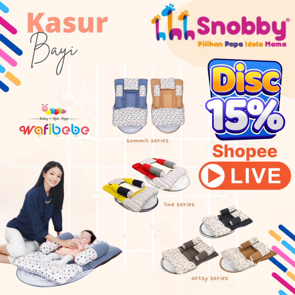 Awet Snobby Kasur Tempat Tidur Bayi Dakron Set Bantal Guling + Kelambu Print Artsy Line Summit