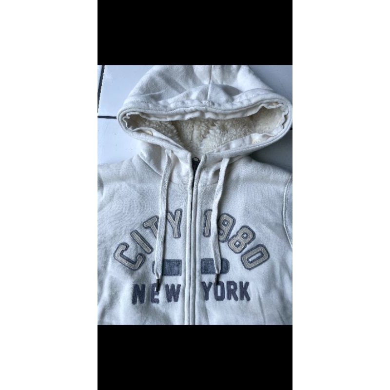 Jaket Tebal zip hoodie sherpa dalam by Spao