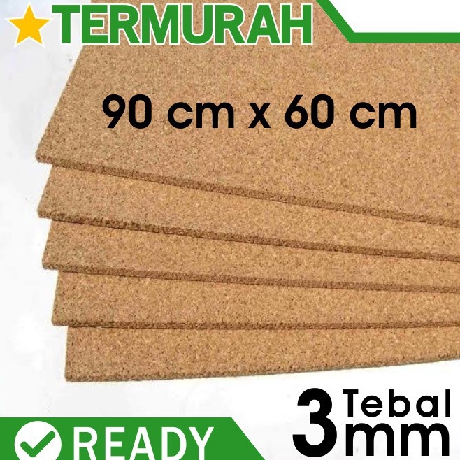 

KODE W12V Cork Board 3mm Pin sheets Sheet gabus lembaran patah polos mading tebal 3 mm
