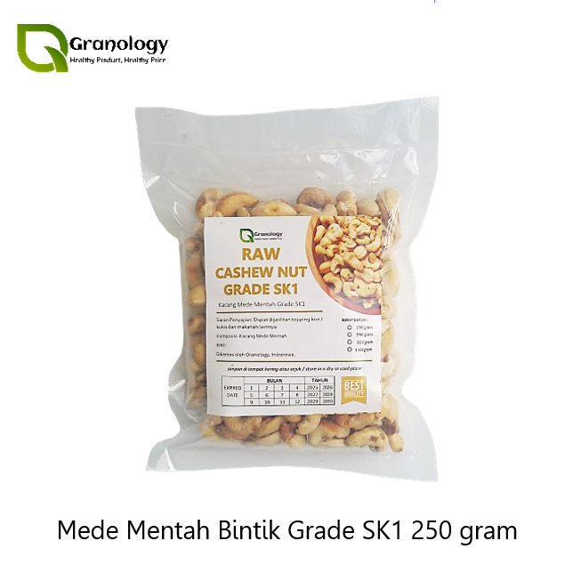 

(RAW) Kacang Mede Mentah Bintik / Cashew Nut Raw Grade SK1 - 250 gram