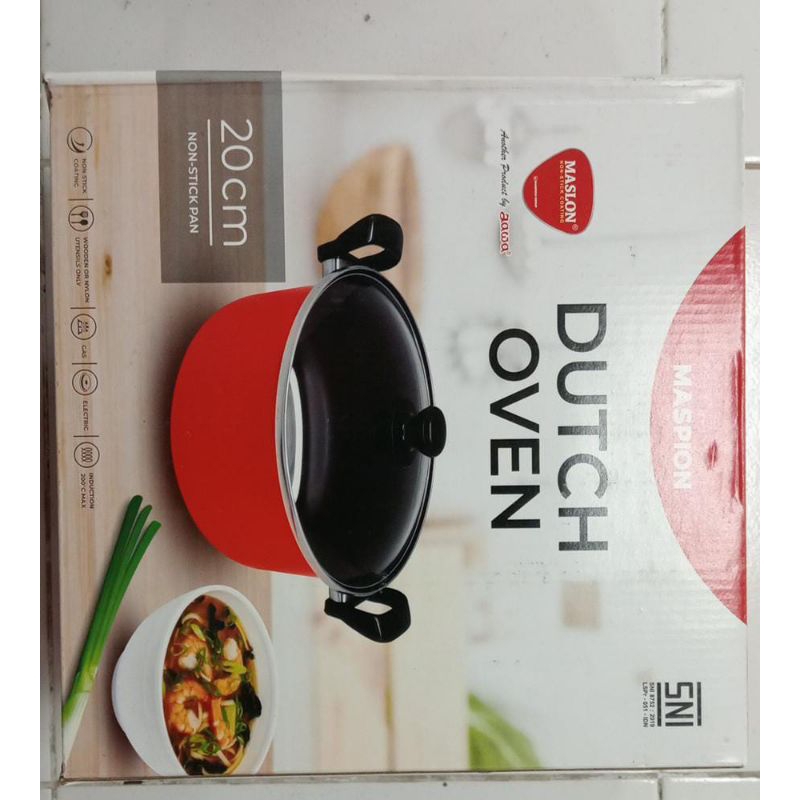 MASPION PANCI DUTCH OVEN 20CM MASLON SERBAGUNA TUTUP KACA