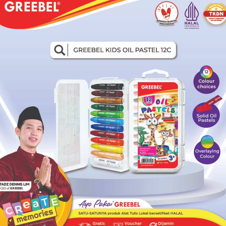 

Hadir Termurah GREEBEL Crayon Krayon Kids Oil Pastel 12 Warna 12C tdk berdebu cerah utk anak sekolah art tdk beracun