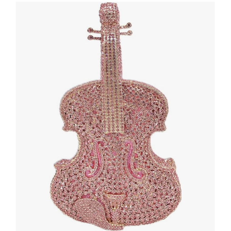 Tas Pesta Crystal Swaroski Violin Pink