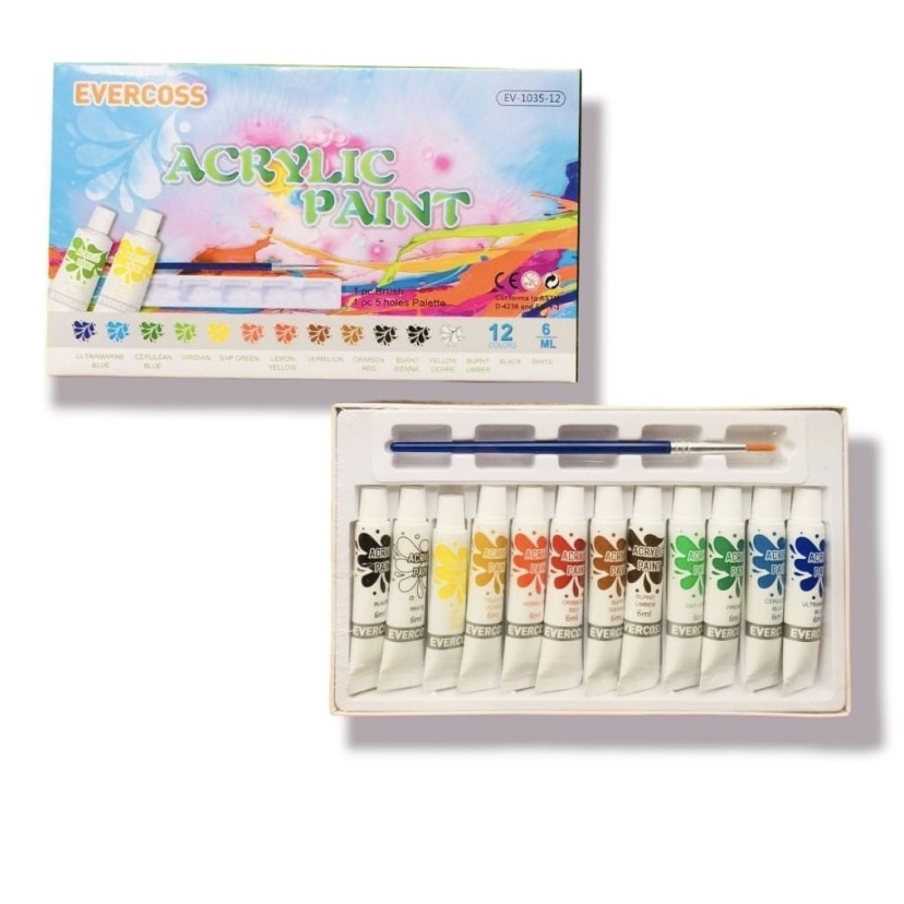 

Super Belanja EVERCOSS ACRYLIC COLORS EV13512 12 WARNA FREE KUAS