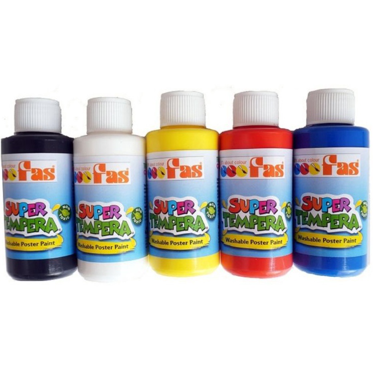 

New Update Fas Super Tempera 3 ml Set 5 pcs Washable Finger Paint Cat Air Anak Non Toxic Made New Zealand