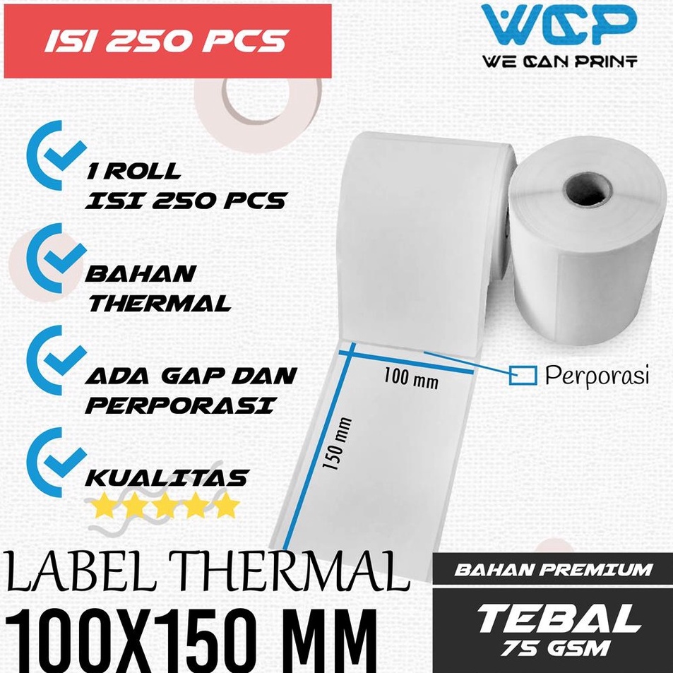 

Super Bahan Label Thermal Barcode 1x15 1 x 15 mm Kertas Sticker A6 Printer Barcode Thermal isi 25 pcs