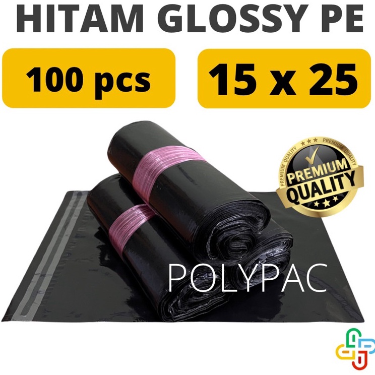 

Pasti Ada Polymailer HITAM GLOSSY 15x25 isi 1 pcs Polymailer Hitam Premium