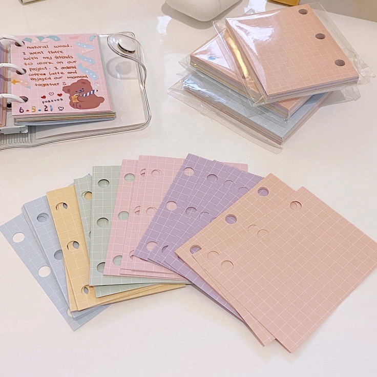 

Pusat Terbaru Mini Loose Leaf 3 Rings Grid Blank Dot Line Pastel Color