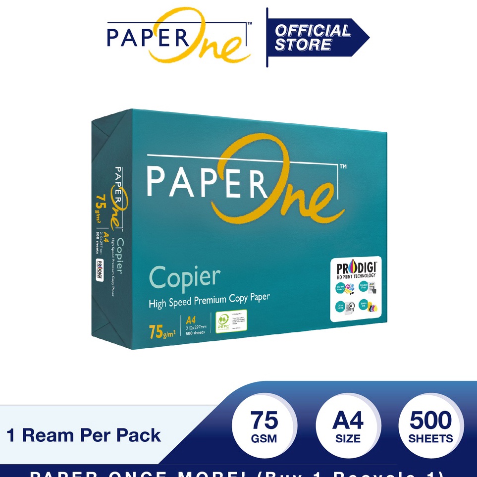 

Good Sale PaperOne Kertas A4 75gr Copier 1 Rim 5 lembar Kertas HVS A4 Kertas Fotocopy