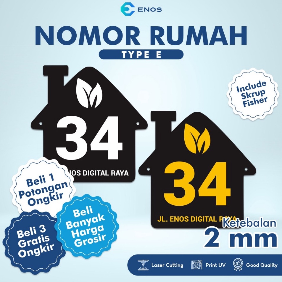 

Spesial Murah NOMOR RUMAH TYPE E 15 X 15 CM HOTEL KOS VILLA PENGINAPAN FREE DESAIN BAHAN AKRILIK SUPER QUALITY PRINT UV ANTI AIR
