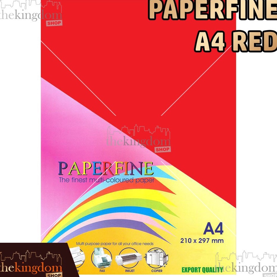 

Good Quality Paperfine Kertas HVS Warna A4 Red Merah Isi 1 Lembar