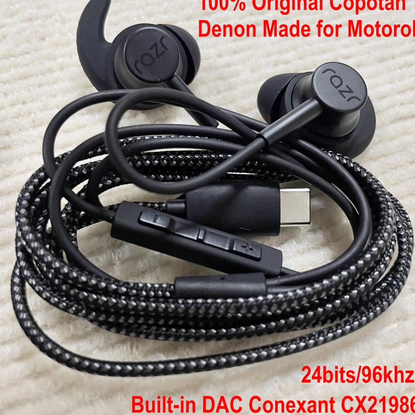 JcQ Headset Type C Original Motorola Razr Denon Earphone USB C Earbud