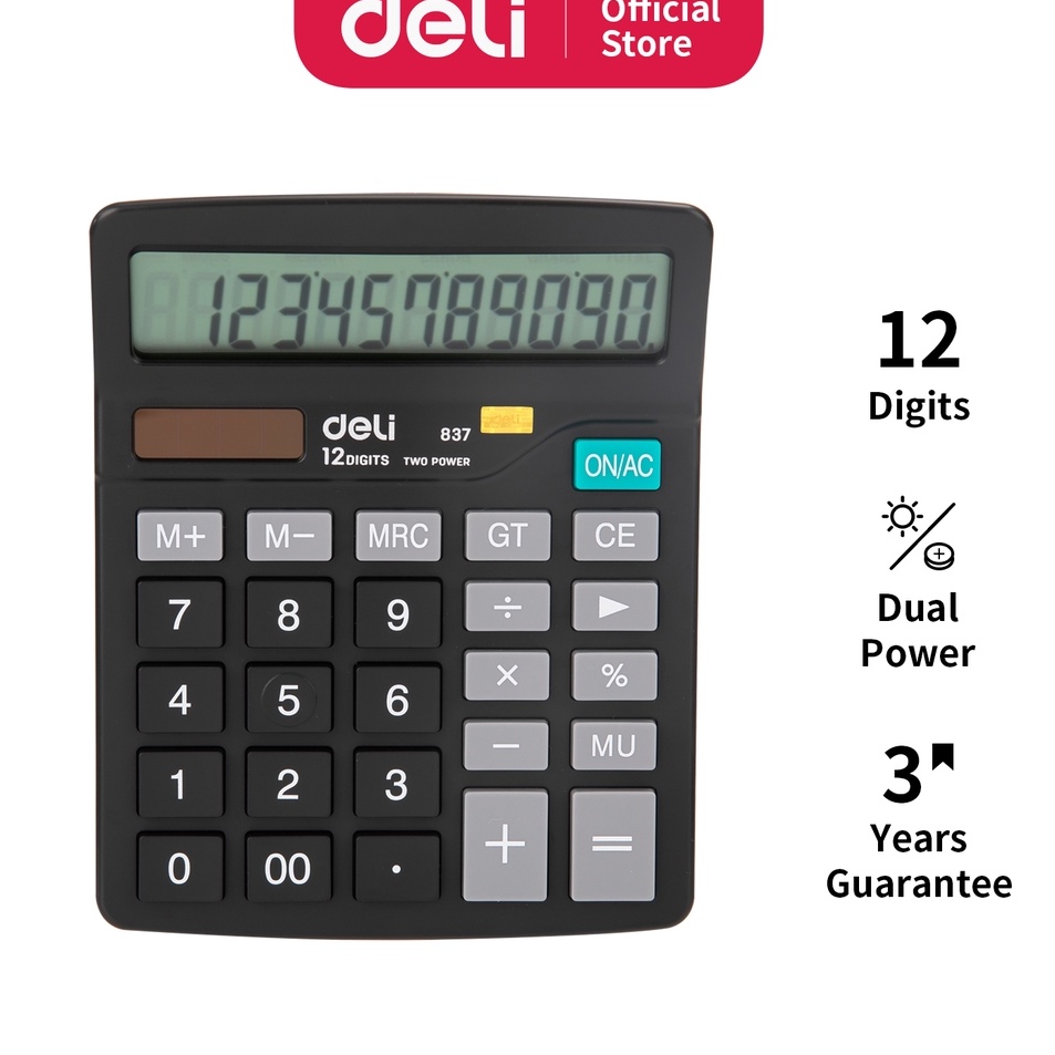 

Flash Shipment Deli Kalkulator Double Power Layar LCD Kualitas Tinggi Keyboard Karet Garansi 3 Tahun W837