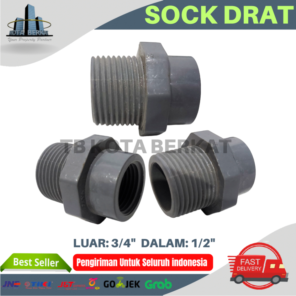 SOCK DRAT LUAR DALAM TURUNAN (LUAR 3/4" DALAM 1/2")