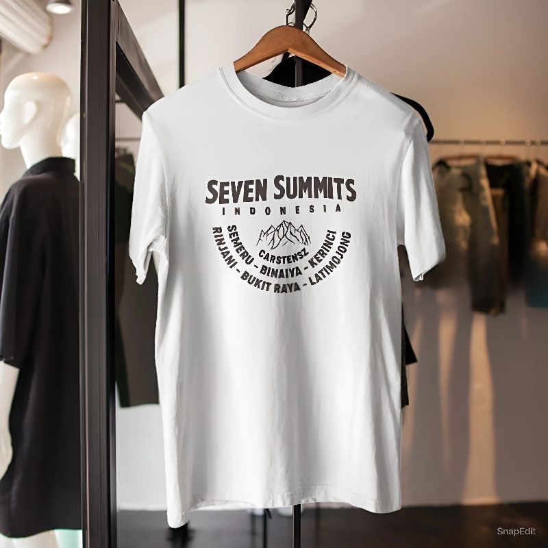 Kaos Pria Wanita Pendaki Gunung Seven Summits Indonesia Bahan Tebal Adem Original 100% Lokal Brand C