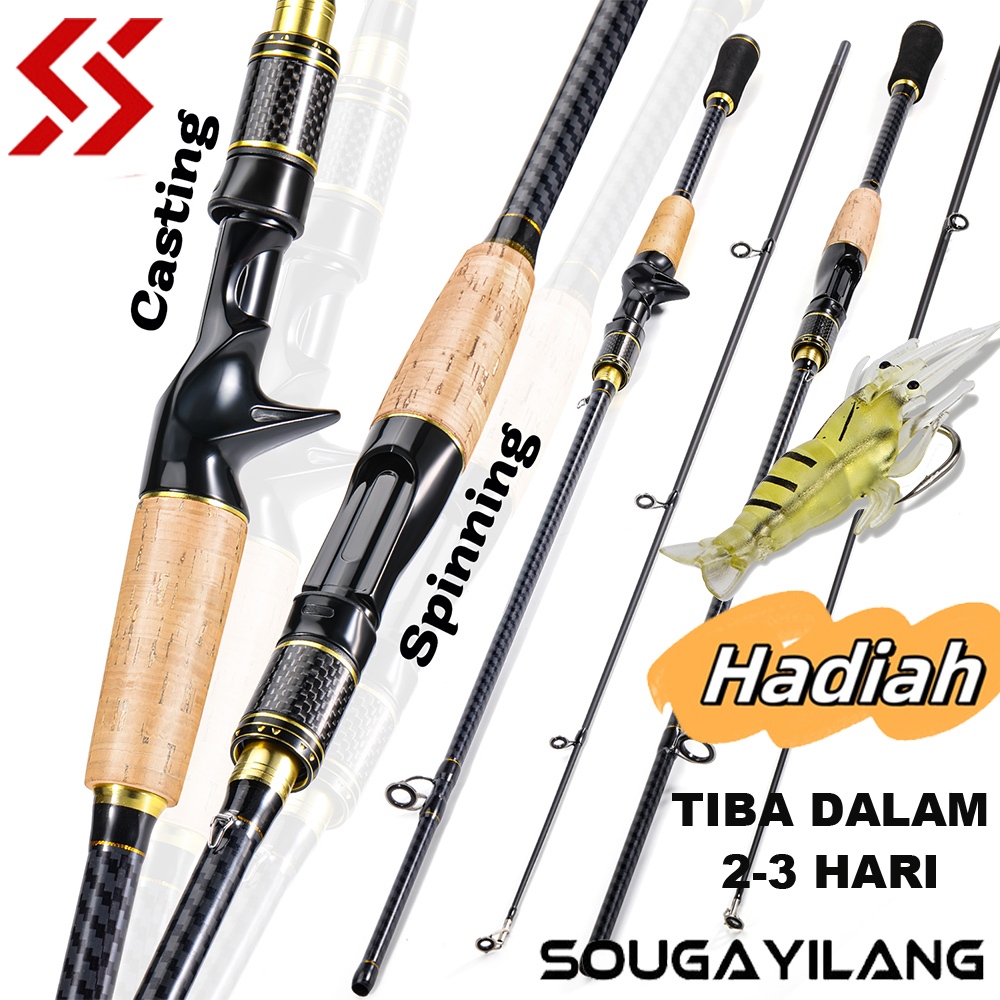 Sougayilang Joran Pancing Murah1.8M/6ft Pengecoran Batang Pemintal 2 Bagian Batang Batang Serat Karb