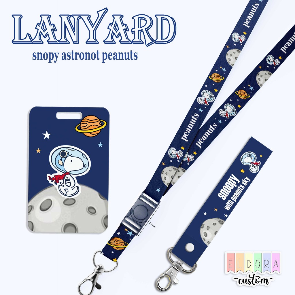 

STRAP LANYARD CARD HOLDER Snoopy Astronot Peanuts ID Card Gantungan Kunci Handphone