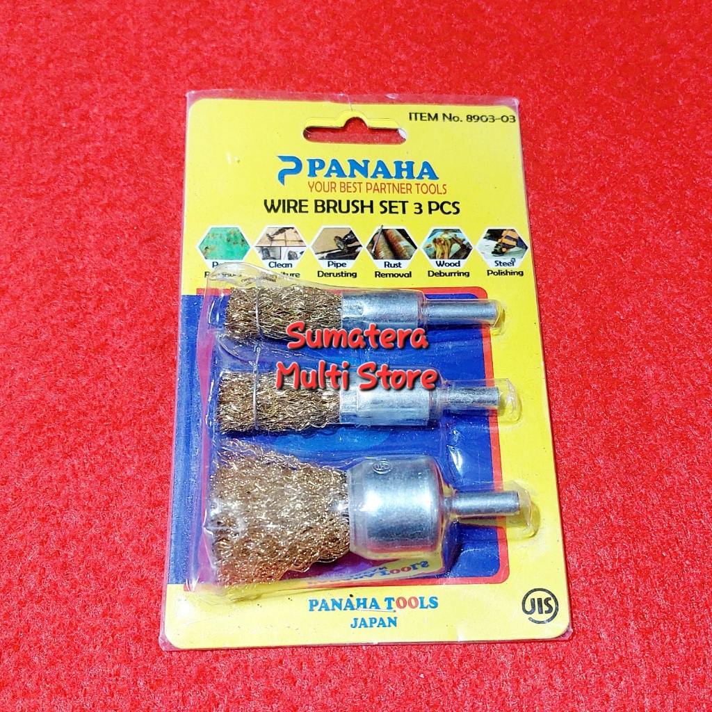 Mata Bor Brush Kawat Kuningan Set 3 pcs untuk Bor kaki 6 mm Brush Kawat Set Brush Bor